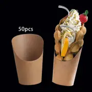 Egg Waffle Paper Cup Kraft Paper Cups Holder Thickened For Food Trays Store-XT Brown