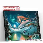 Paint By Numbers Kit Aurora Abstract Acrylic Decor Draw Framed Oil Wall Kids DIY