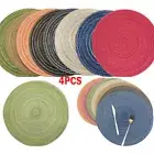 4PCS 18CM/30CM Round Jacquard-Weaved Non Slip Placemats Dining Table Place Mats