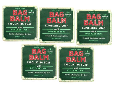 Bag Balm Exfoliating Soap with Rosemary Mint, 1.3 Ounce - Pack of 5