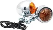 Motorcycle Indicators Flowing Turn Signal Lights 2Pcs 12V Retro Blinkers Amber Lens Indicator Blinker Lights for Ha&rl&ey Racer(Silver)