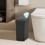 ELPHECO Bathroom Trash Can with Lid 2.5 Gallon Motion Sensor Slim Garbage Can Small Touchless Trash Bin 9.5 Liter Smart Waste Basket for Bedroom, Living Room, Toilet (Black)