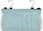Amooorous Bedside Storage Caddy For Dorm Bedside Storage Bag With Pockets Hanging Organizer for Bunk Dorm Rooms and Hospital Bed Rails Light Blue Linen Texture