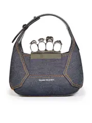Navy Mini The Jewelled Hobo Denim Bag