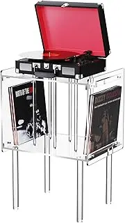 solaround Acrylic Side Table, Record Player Stand with Vinyl Storage, 45 x 37 x 66 cm, Clear