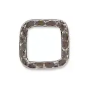 12 Antiqued Silver Plated Steel Double Sided 10x10mm Hammered Square Links *