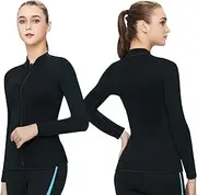 HIGI Flexel Wetsuit Top Men,2mm Mens Wetsuit Top Keep Warm in Cold Water Front Zip Wetsuit Jacket Men for Surfing,Kayaking,Snorkeling,Paddle Boarding Womens Black
