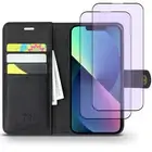 Shockproof Leather Removable Wallet Card Case + Anti-Blue Glass for iPhone 13/12