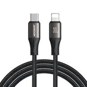 Joyroom Light Speed USB Type-C to Lightning 30W Fast Charging and Data Cable, Nylon Braided Charger for iPhone, iPad, 1.2m, Black