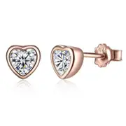 Rose Gold Heart Stud Earrings