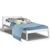 Artiss Bed Frame King Single Size Wooden White SOF