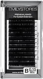 EMILYSTORES Eyelash Extensions 0.15mm Thickness B Curl Length 8-14mm Mixed Assorted Sizes Silk Mink Fake Eye Lashes In One Tray