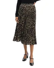 Theory Leopard Pleated Midi Skirt