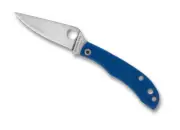 Spyderco Honeybee Slipjoint Knife C137GBLP Satin Plain Edge 12c27 Blade Blue G10