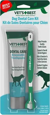 Dog Toothbrush & Enzymatic Toothpaste Kit Natural Plaque Remover Whitens Breath
