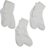 [Jefferies Socks] Little Girls' Three Style Turn Cuff Socks (Pack of 3)