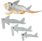 CooShou 3Pcs Bearded Dragon Shark Outfit - S M L Lizard Reptile Shark Costume in One Package Handmade Felt Bearded Dragon Harness for Chameleon Gecko Anole Iguana Amphibians