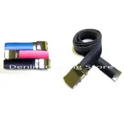New Men Women Canvas Military Web STRIPES Belt Ombre Shinny Metal Roller Buckle