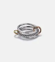[Spinelli Kilcollin] Spinelli Kilcollin Tigris MX Gris sterling silver ring with diamonds and yellow and rose gold connectors K gold