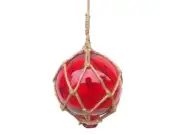 [Pack Of 2] Red Japanese Glass Ball Fishing Float With Brown Netting Decorati...