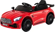 Mercedes-Benz Kids Ride on Car Sports AMG GTR Licensed Remote Control 12V Battery Built-in Music 25kg Capacity Safety Seat Belt Electric Cars for Toddlers Baby Walkers Little Tikes Kid Toy Red