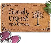 Speak Friend and Enter Doormat 30x17 Inch, The Lord of the Rings Merchandise Welcome Mat Funny, Speak Friend and Enter Welcome Mat, Lotr Gifts, Lord of the Rings Decor, Funny Lord of the Rings Doormat