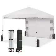 TOMSHOO 10'x10' Pop Up Canopy Tent Shade Canopy with Sidewall and 6 Pockets I7A5