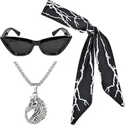 Itscolofy Lightning Costume Headband Bandana Horse Necklace Sunglasses for Adult Men Movie Halloween Cosplay, Black