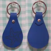 Teardrop Keyring, Zipper Pull Starfish Engraved on Vegan Leather