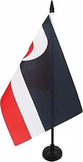 Maori Table Flag 5'' x 8'' - New Zealand - Indigenous Polynesian Desk Flag 21 x 14 cm - Black Plastic Stick and Base - AZ FLAG