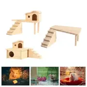 Wooden Hamster Platform with Climbing Ladder Hamster House for Mouse Gerbils