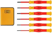 INGCO HKIPSD0601 Insulated Precision Screwdriver Set 6Pcs, 1000V, VDE/GS Certification, S2 Material