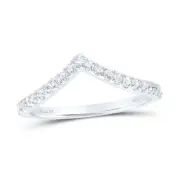 10kt White Gold Womens Round Diamond Chevron Stackable Band Ring 1/5 Cttw