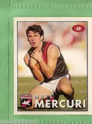 1996 AFL SELECT STICKER #68 MARK MERCURI, ESSENDON BOMBERS