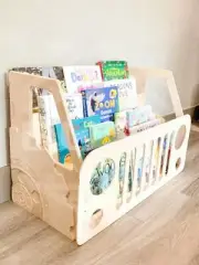 Montessori Grille SUV Bookshelf – Kids Wooden Toddler Bookcase