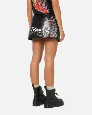[ED HARDY] Ed Hardy Women's Vegan Leather Biker Mini Skirt Black - Size M M Black