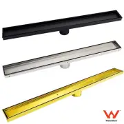 600-900mm Long Tile Insert Shower Grate Floor Drain 50mm Waste Black/Gold/Silver