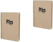 2pcs 2025 Yearly Planner Notebook 2025: Paper A5 Size Spiral Bound Daily Agenda for School Office and Home