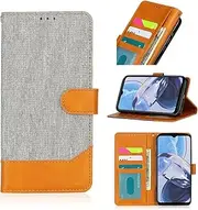 Pixel 9 Case Wallet, Men Women Stylish Canvas PU Leather Color Block Folio Cover Card Holder Folding Phone Case Compatible with Google Pixel 9 (Grey)