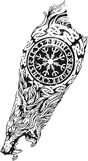 Temporary Tattoo,Wolf HC-BB-914,Wolf Tattoos,Real Tattoo Look,Lasts 1-2 Weeks,Water-Resistant,Resilience,18 x 11 cm