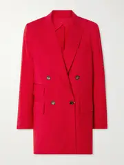 [Max Mara] Max Mara - Nebbie Double-breasted Wool Blazer - Red - UK 14 UK 14 Red