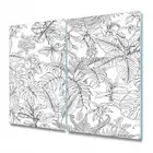 Induction Ceramic Hob Cover Bread Board Hand drawn tropical forest 2x30x52