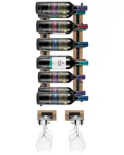 Sorbus Wall Mounted Wine Rack & Glass Holder Set