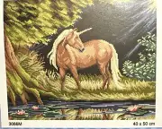 Printed needlepoint tapestry Gobelin Canvas Only Unicorn Orchidea 40x50 Cm