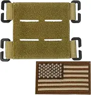 Molle Patch Panel with Laser Cutting Loop, Molle Patch Display Holder for Backpack, 3.1X3.1 Mini Patch Board Include American Flag Patch (Brown)