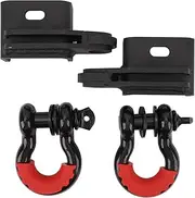 XTevu Front Tow Hook Mount Bracket, 3 4 Inch D Ring Shackle, Compatible with Tacoma 2009‑2023, Steel Recovery Hook, 57000lbs Towing Bracket Pair