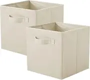 [ShellKingdom] Storage Bins, Foldable Fabric Storage Cubes And Cloth Storage Organizer Drawer For Closet And Toys Storage,2 Pack (Beige)