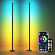 2 Pack RGB LED Floor Lamp Corner Lamp with 80+ Scene & Timer, 57" Black-2pcs