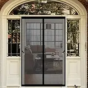 Magnetic Fly Screen Door 265 x 265 cm(104 x 104inch) Screen Mesh Curtain Easy to Install Lets Fresh Air in Bug Mesh Curtain for Balcony Patio Cellar Apartments Doors, Black