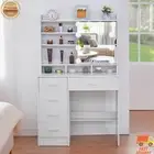 Makeup Dressing Table With Mirror & 10 LED Lights 5 Drawers Vanity Desk Dresser